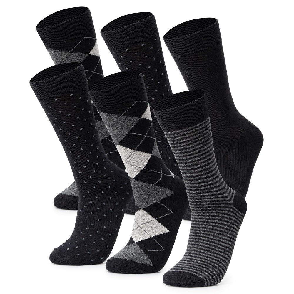Alpine Swiss Mens Dress Socks 6 Pair Crew Sock Cotton Dress Socks for Men Solid Ribbed Argyle Pattern Multicolor Fun Designs Business Pack