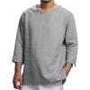 Men's Cotton Linen T Shirts Long Sleeve Loose Henley Shirts Casual Solid Band Collar Hippie Beach Shirt (XX-Large,Grey) view 2