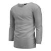 Men's Cotton Linen T Shirts Long Sleeve Loose Henley Shirts Casual Solid Band Collar Hippie Beach Shirt (XX-Large,Grey) view 3