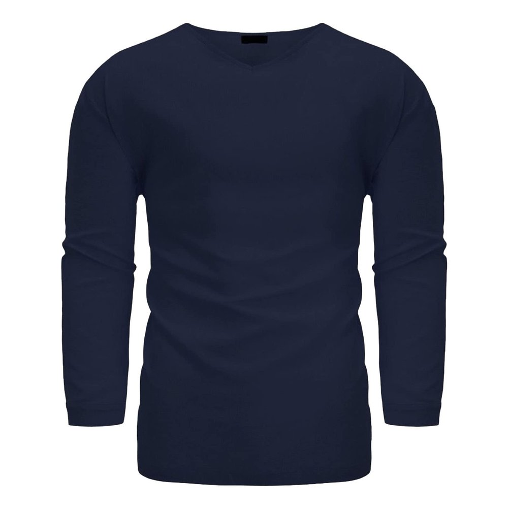 Men's Cotton Linen T Shirts Long Sleeve Loose Henley Shirts Casual Solid Band Collar Hippie Beach Shirt (X-Large,Dark Blue)