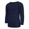 Men's Cotton Linen T Shirts Long Sleeve Loose Henley Shirts Casual Solid Band Collar Hippie Beach Shirt (X-Large,Dark Blue) view 3