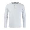 Men's Cotton Linen Button Down Solid Shirt Casual Stylish Long Sleeve Henley Shirt Business Beach Dress Shirts (Large,White) view 1