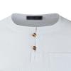 Men's Cotton Linen Button Down Solid Shirt Casual Stylish Long Sleeve Henley Shirt Business Beach Dress Shirts (Large,White) view 2