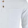 Men's Cotton Linen Button Down Solid Shirt Casual Stylish Long Sleeve Henley Shirt Business Beach Dress Shirts (Large,White) view 3