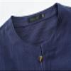 Men's Cotton Linen Button Down Solid Shirt Casual Stylish Long Sleeve Henley Shirt Business Beach Dress Shirts (3X-Large,Dark Blue) view 4