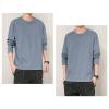 Men's Crew Neck Long Sleeve Shirt Fashion Loose Fit Solid Henley T-Shirt Workout Athletic Lightweight Sweatshirt (5X-Large,Blue) view 3