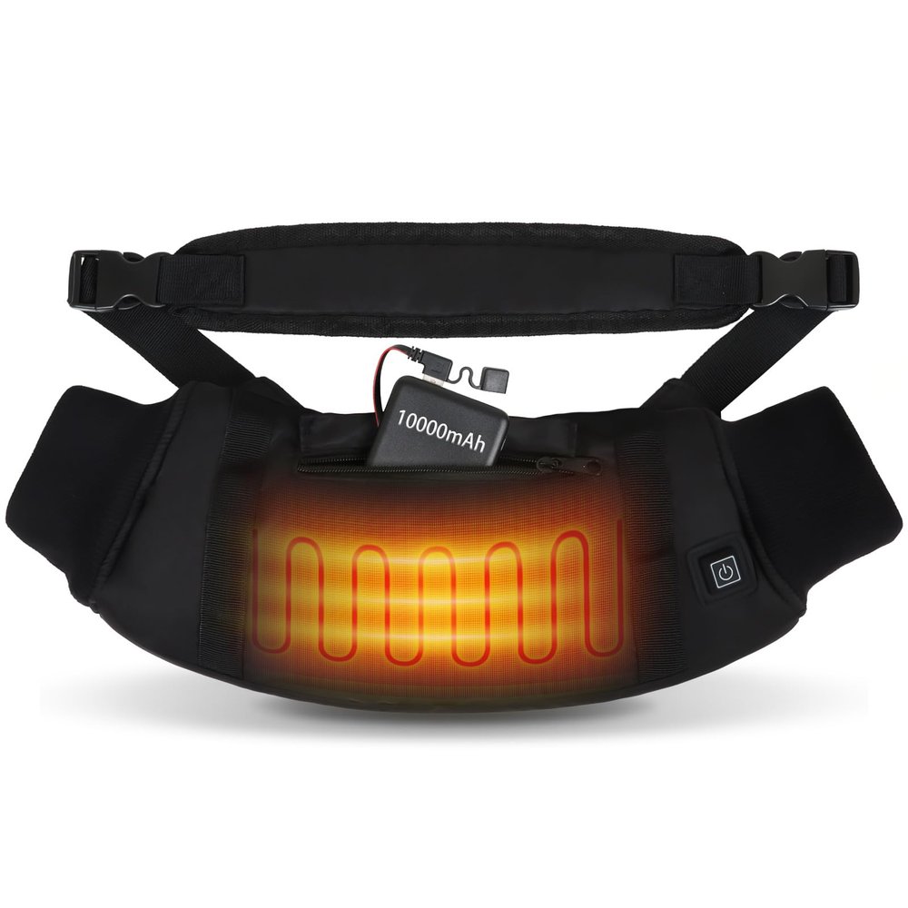 Electric Heated Hand Warmer Pouch,Football Hand Warmer with Double Sided Heating Areas,Zipped Pocket and Adjustable Strap,Heated Hand Muff Ideal for Football,Hunting,Fishing,Camping,Golf(Black)