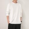 Men's Crew Neck Long Sleeve Shirt Fashion Loose Fit Solid Henley T-Shirt Workout Athletic Lightweight Sweatshirt (Medium,White) view 2