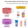 3 Piece Personalized Water Bottle Labels, Customized Silicone Baby Bottle & Sippy Cup Bands, Non-Slip Elastic Reusable, Personalized Gift for Boys, Girls, Summer Camps, Baby Shower Gifts (Wave) view 2