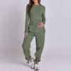 Fall Sets Women 2 Piece Outfits Crewneck Long Sleeve Slim Fit Cropped Tops Jogger Sets High Waisted Drawstring Fleece Baggy Sweatpants Sweat Outfits Athletic Clothing Sets Tracksuit Two Piece Sets view 2
