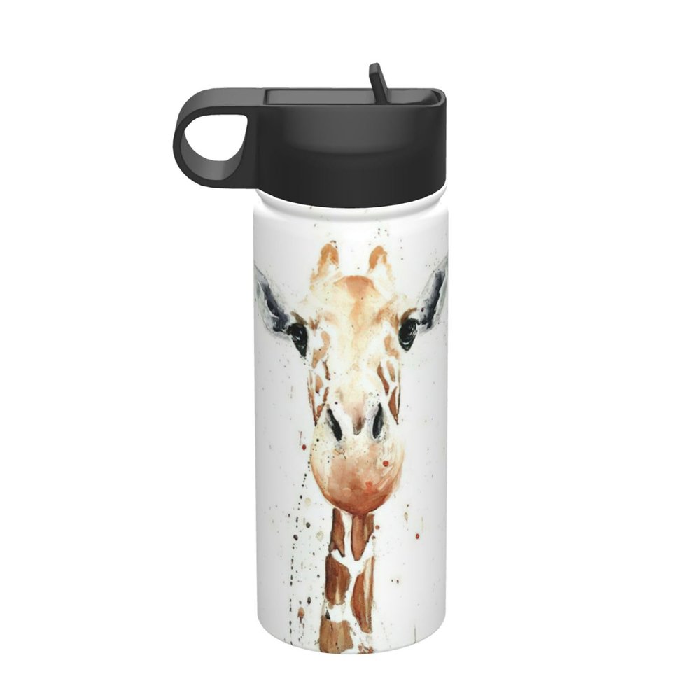 Clever Giraffe 18oz Insulated Sports Kettle, Outdoor Sport Gym Stainless Steel Water Bottle With Straw Lid