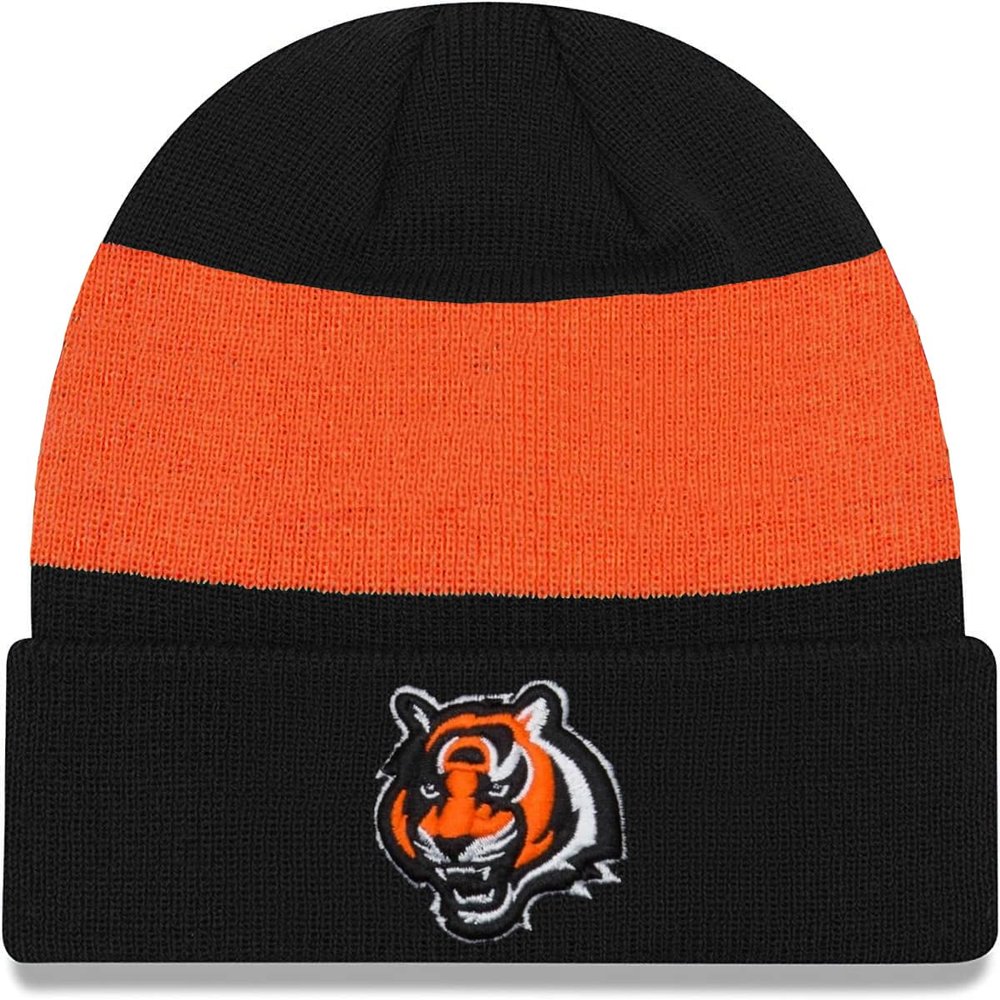 NFL Kids Youth 8-20 Officially Licensed Team Color Primary Logo Basic Sport Knit Cold Weather Cuffed Beanie Hat - Cincinnati Bengals - Black