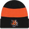 NFL Kids Youth 8-20 Officially Licensed Team Color Primary Logo Basic Sport Knit Cold Weather Cuffed Beanie Hat - Cincinnati Bengals - Black view 1