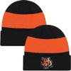 NFL Kids Youth 8-20 Officially Licensed Team Color Primary Logo Basic Sport Knit Cold Weather Cuffed Beanie Hat - Cincinnati Bengals - Black view 2