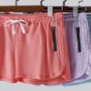 4 Pack Youth Girls Athletic Shorts 3", Girls Soccer Shorts, Kids Workout Gym Clothes Activewear Apparel with Zipper Pockets (Set 7, Large) view 3