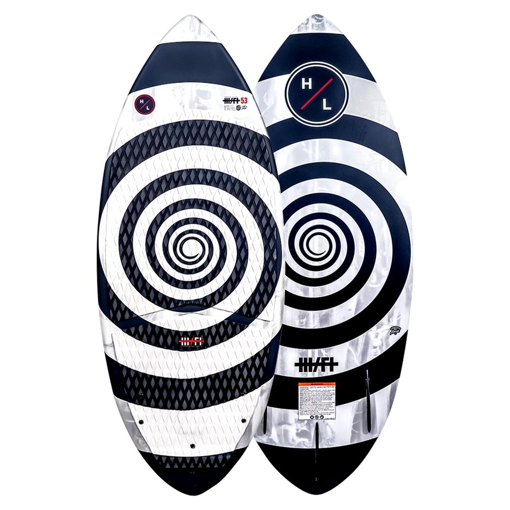 Hyperlite Hi-Fi 53" Wakesurf Board - Skim Style Wakesurfer - DuraShell Construction w/ EPS Core - Diamond Machine EVA Traction - P-Wing