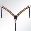American Darling ADPAF122-BC Western Horse Floral Breast Collor Genuine Leather Tan view 2