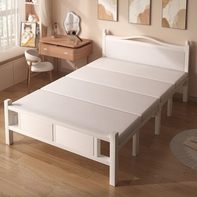 GBPLDMAQ Folding Sleeping Cot Four Sections, Camping Cot Supports 350kg, Cots for Camping Comfortable Back Folding Does not Occupy Land, Sleeping Cot(White)