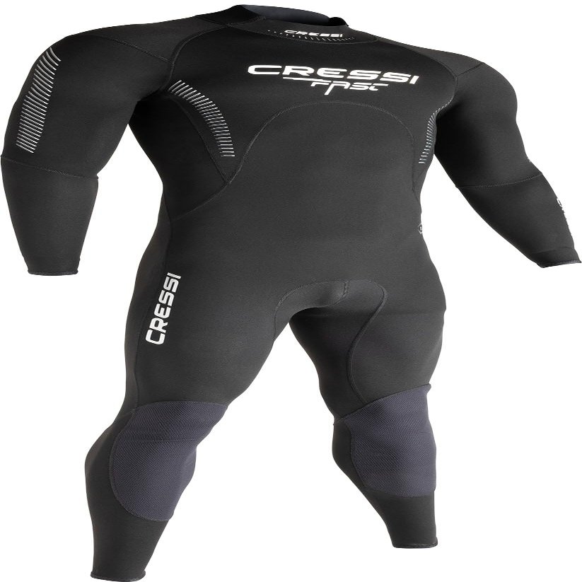 Cressi Men's 1 mm Back-Zip Neoprene Wetsuit for Scuba Diving - Black/Grey, XX-Large - Pre-Shaped Legs & Abrasion Knees for Diving Suit