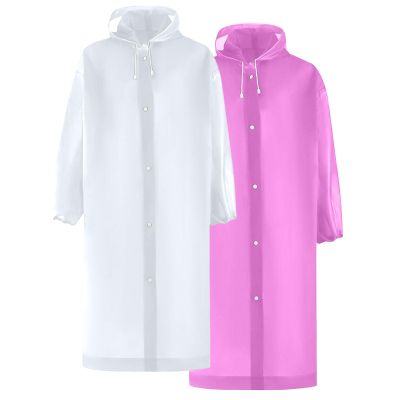 2 PC Raincoats for Adults Reusable Lightweight Rain Poncho Waterproof Outdoor Hiking Hooded Rain Coat for Women Men