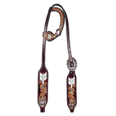American Darling ADPAF119-HS Western Horse Floral One Ear Headstall Leather