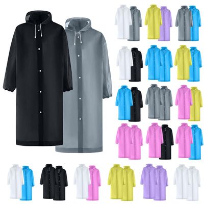 2 PC Raincoats for Adults Reusable Lightweight Rain Poncho Waterproof Outdoor Hiking Hooded Rain Coat for Women Men