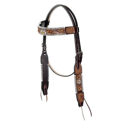 American Darling ADPAF124-HS Western Horse Floral Headstall Genuine Leather Tan