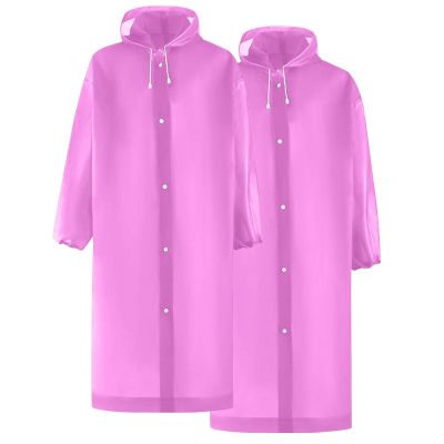 2 PC Raincoats for Adults Reusable Lightweight Rain Poncho Waterproof Outdoor Hiking Hooded Rain Coat for Women Men