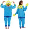 COSUSKET Fitted Unisex Adult Aliens Onesie Pajamas, Halloween Flannel Women's Cosplay One Piece Costume Green/Blue view 1