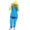 COSUSKET Fitted Unisex Adult Aliens Onesie Pajamas, Halloween Flannel Women's Cosplay One Piece Costume Green/Blue view 2