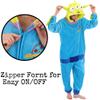 COSUSKET Fitted Unisex Adult Aliens Onesie Pajamas, Halloween Flannel Women's Cosplay One Piece Costume Green/Blue view 4