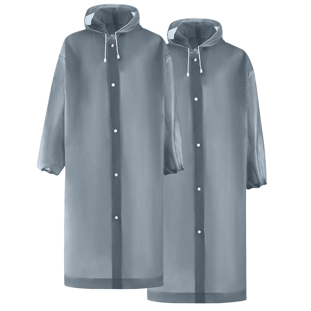 2 PC Raincoats for Adults Reusable Lightweight Rain Poncho Waterproof Outdoor Hiking Hooded Rain Coat for Women Men
