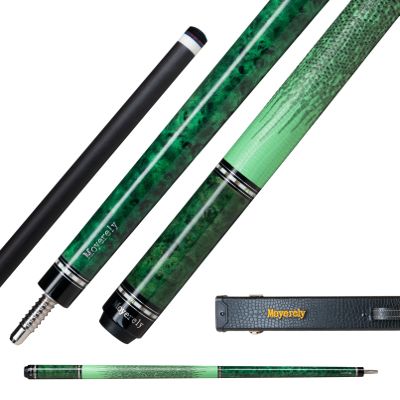 Moyerely Carbon Fiber Pool Cue,11.8mm/12.5mm Low Deflection Cue Stick,Professional Pool Stick with Case(Bird Eye Maple_Green,11.8mm)