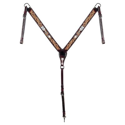 American Darling ADPAF119-BC Western Horse Floral Breast Collor Genuine Leather Tan
