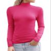 Abardsion Women's Long Sleeve Mock Turtleneck Shirts 2025 Fleece Lined Base Layer Slim Fit Thermal Underwear Tops (Hot Pink, XL) view 1