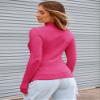 Abardsion Women's Long Sleeve Mock Turtleneck Shirts 2025 Fleece Lined Base Layer Slim Fit Thermal Underwear Tops (Hot Pink, XL) view 2