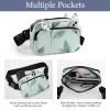 Crossbody Fanny Pack for Women Men Green Leaves Pattern Waist Pack Sports Belt Bag Large Waist Bag with Adjustable Strap Fashion Hip Bum Bag for Workout Running Traveling view 3