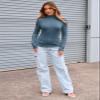 Abardsion Women's Long Sleeve Mock Turtleneck Shirts 2025 Fleece Lined Base Layer Slim Fit Thermal Underwear Tops (Haze Blue, XL) view 4