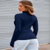 Abardsion Women's Long Sleeve Mock Turtleneck Shirts 2025 Fleece Lined Base Layer Slim Fit Thermal Underwear Tops (Navy Blue, XS) view 2