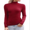 Abardsion Women's Long Sleeve Mock Turtleneck Shirts 2025 Fleece Lined Base Layer Slim Fit Thermal Underwear Tops (Burgundy, XS) view 1