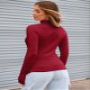 Abardsion Women's Long Sleeve Mock Turtleneck Shirts 2025 Fleece Lined Base Layer Slim Fit Thermal Underwear Tops (Burgundy, XS) view 2