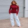 Abardsion Women's Long Sleeve Mock Turtleneck Shirts 2025 Fleece Lined Base Layer Slim Fit Thermal Underwear Tops (Burgundy, XS) view 4