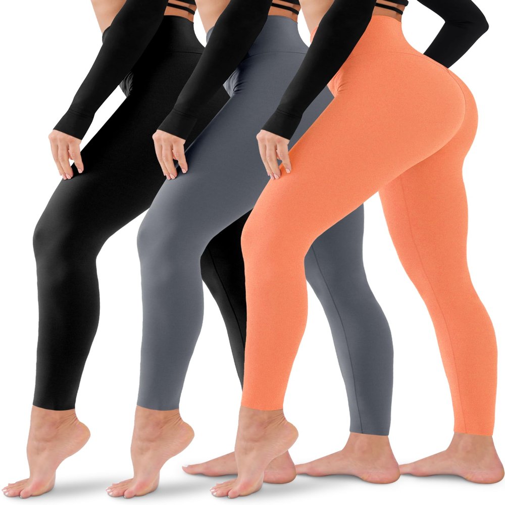 3 Pack Leggings for Women-No See-Through High Waisted Tummy Control Yoga Pants Workout Running Legging