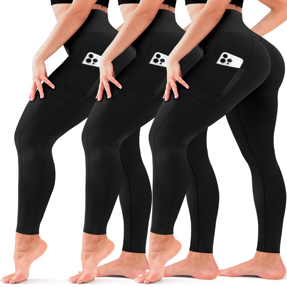 3 Pack Leggings for Women-No See-Through High Waisted Tummy Control Yoga Pants Workout Running Legging