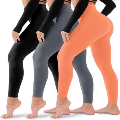 3 Pack Leggings for Women-No See-Through High Waisted Tummy Control Yoga Pants Workout Running Legging