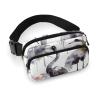Crossbody Fanny Pack for Women Men Black And White Crane Pattern Waist Pack Sports Belt Bag Large Waist Bag with Adjustable Strap Fashion Hip Bum Bag for Workout Running Traveling view 1