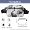 Crossbody Fanny Pack for Women Men Black And White Crane Pattern Waist Pack Sports Belt Bag Large Waist Bag with Adjustable Strap Fashion Hip Bum Bag for Workout Running Traveling view 2