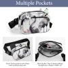 Crossbody Fanny Pack for Women Men Black And White Crane Pattern Waist Pack Sports Belt Bag Large Waist Bag with Adjustable Strap Fashion Hip Bum Bag for Workout Running Traveling view 3