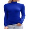 Abardsion Women's Long Sleeve Mock Turtleneck Shirts 2025 Fleece Lined Base Layer Slim Fit Thermal Underwear Tops (Royal Blue, XL) view 1
