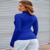 Abardsion Women's Long Sleeve Mock Turtleneck Shirts 2025 Fleece Lined Base Layer Slim Fit Thermal Underwear Tops (Royal Blue, XL) view 2